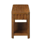 25 Mesa auxiliar rectangular de granja de 2 niveles con estante de almacenamiento abierto, patas de madera maciza, mesa auxiliar para sala de estar, dormitorio u oficina-Panipeachy