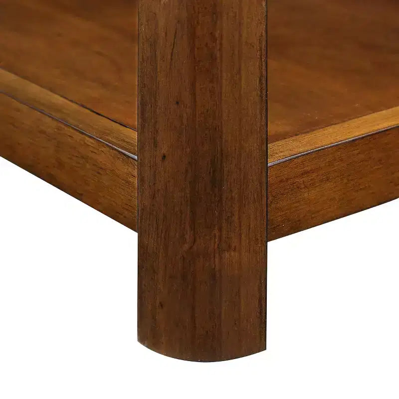 25 Mesa auxiliar rectangular de granja de 2 niveles con estante de almacenamiento abierto, patas de madera maciza, mesa auxiliar para sala de estar, dormitorio u oficina-Panipeachy