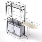 Estante de almacenamiento multifuncional con barras para colgar y estantes, cesta de metal con ruedas, adecuado para baños, lavaderos y dormitorios.