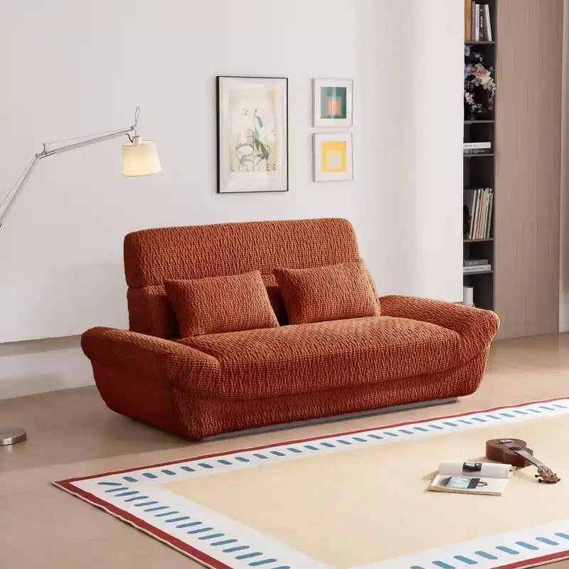 Sofá elíptico de dos plazas EHMKNP en forma de velero - Sofá de salón de lujo con espuma comprimida de alta densidad