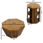 MAYEERTY 31.5 Juego de dos mesas de centro octogonales de madera de caucho natural para sala de estar y dormitorio, beige
