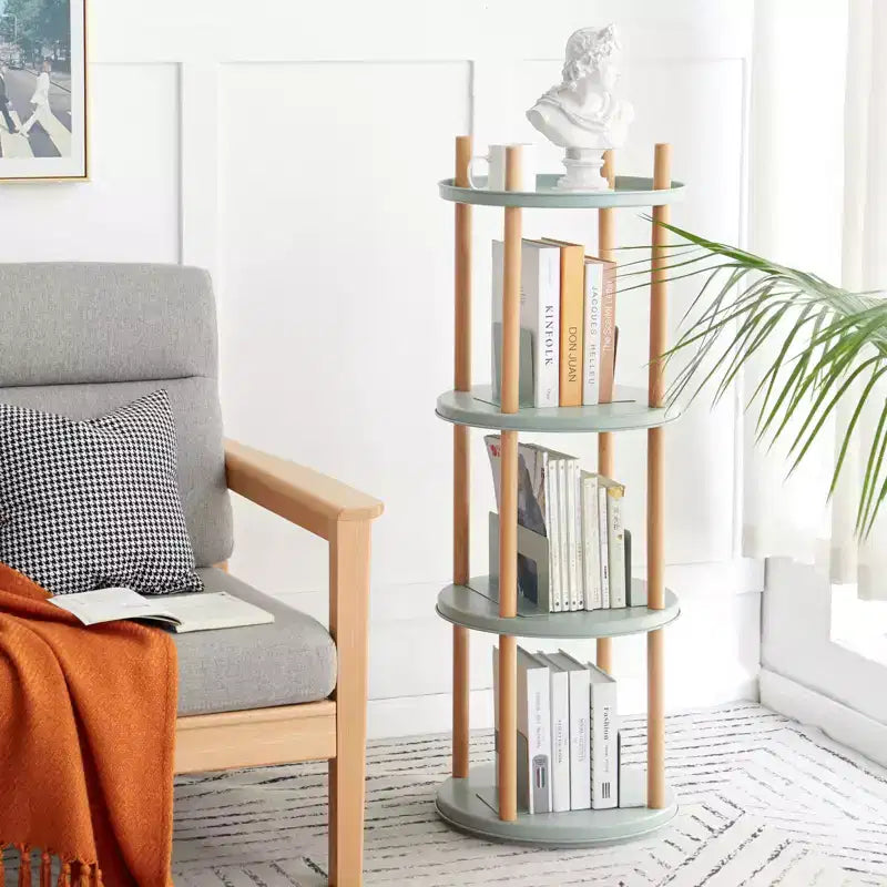 Estantería MAYEERTY de 4 niveles con rotación de 360°, estante de almacenamiento compacto multifuncional para sala de estar, dormitorio, estudio, cocina