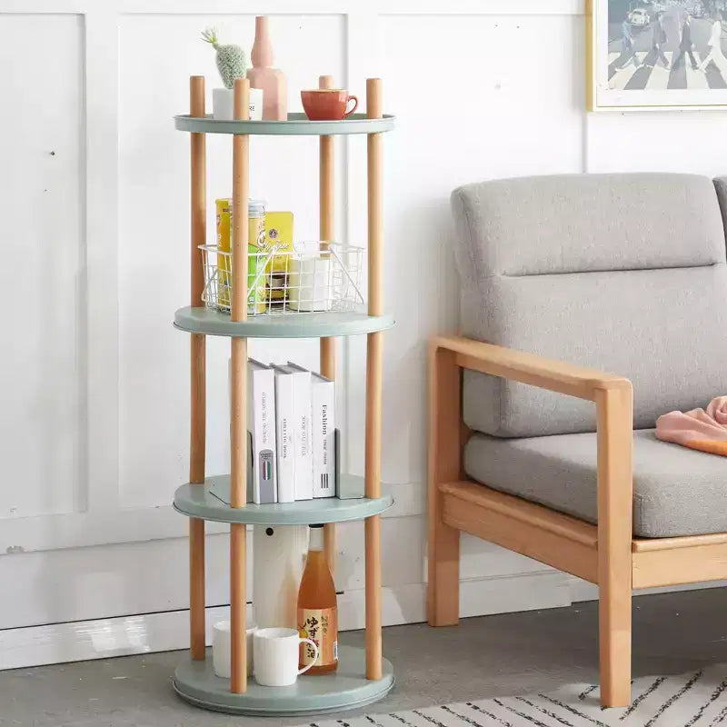 Estantería MAYEERTY de 4 niveles con rotación de 360°, estante de almacenamiento compacto multifuncional para sala de estar, dormitorio, estudio, cocina