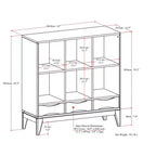 Pearson MADERA DURA SÓLIDA 43 pulgadas x 42 pulgadas Mueble bajo de almacenamiento de 6 cubos moderno de mediados de siglo con cajones en nogal marrón