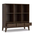 Pearson MADERA DURA SÓLIDA 43 pulgadas x 42 pulgadas Mueble bajo de almacenamiento de 6 cubos moderno de mediados de siglo con cajones en nogal marrón