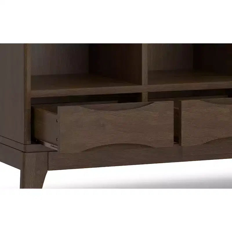 Pearson MADERA DURA SÓLIDA 43 pulgadas x 42 pulgadas Mueble bajo de almacenamiento de 6 cubos moderno de mediados de siglo con cajones en nogal marrón