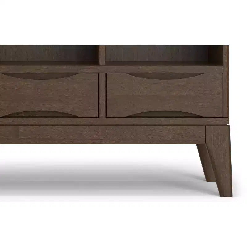 Pearson MADERA DURA SÓLIDA 43 pulgadas x 42 pulgadas Mueble bajo de almacenamiento de 6 cubos moderno de mediados de siglo con cajones en nogal marrón