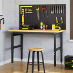 Banco de trabajo de altura ajustable de 60 pulgadas, capacidad máxima de 2200 libras, mesa de trabajo de madera, estación de trabajo de alta resistencia para garaje, taller, hogar, oficina