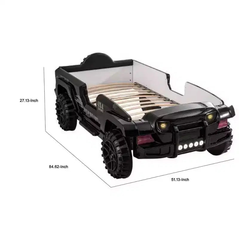 Cama individual Royal Hampton SUV con luces, efectos de sonido, piel sintética negra
