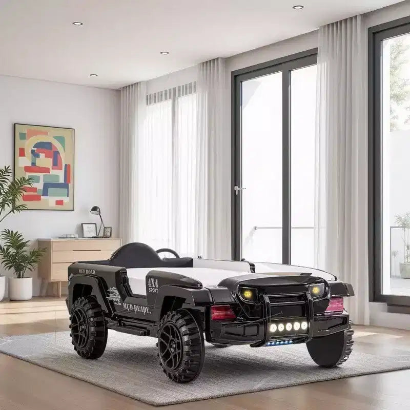 Cama individual Royal Hampton SUV con luces, efectos de sonido, piel sintética negra
