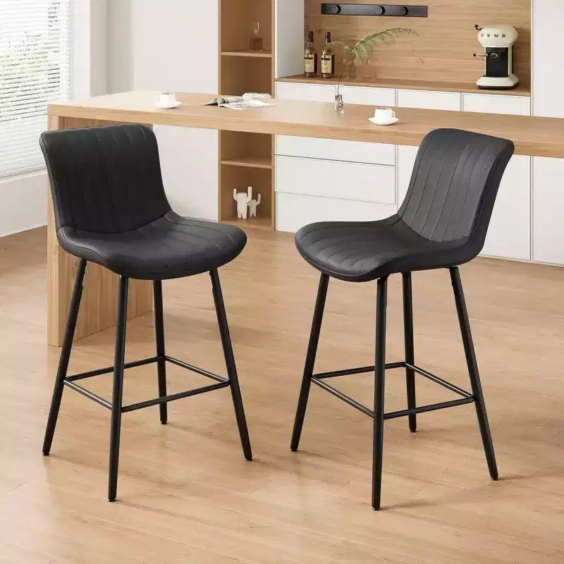 MAYEERTY Juego de 2 sillas de comedor, piel sintética, patas de metal, sillas de cocina y comedor, color negro