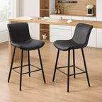 MAYEERTY Juego de 2 sillas de comedor, piel sintética, patas de metal, sillas de cocina y comedor, color negro