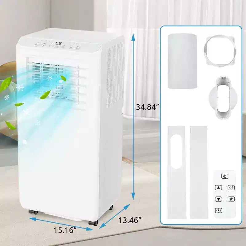 Acekool 8,000 BTU Portable Air Conditioner, 3-in-1 Cooling Fan Dehumidifier, Quiet AC with Remote, Timer, Window Kit for Rooms up to 350 Sq Ft