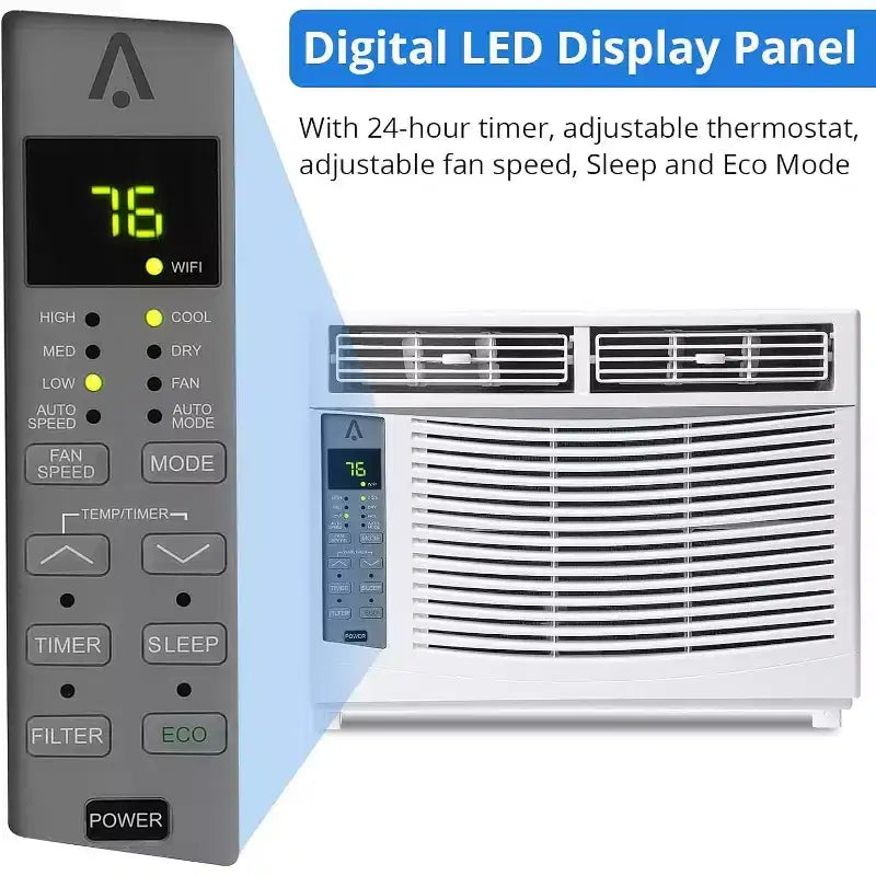 Acekool 6,000 BTU Window Air Conditioner, Smart Wi-Fi AC with Remote, Quiet Cooling for Rooms up to 250 Sq Ft