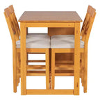 Juego de comedor de altura de mostrador de 5 piezas estilo rústico para 4 personas, juego de mesa de bar de madera con estantes de almacenamiento y 4 sillas tapizadas