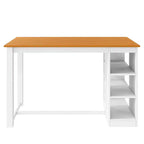 Juego de comedor de altura de mostrador de 5 piezas estilo rústico para 4 personas, juego de mesa de bar de madera con estantes de almacenamiento y 4 sillas tapizadas