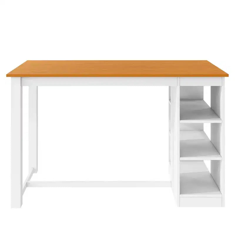 Juego de comedor de altura de mostrador de 5 piezas estilo rústico para 4 personas, juego de mesa de bar de madera con estantes de almacenamiento y 4 sillas tapizadas