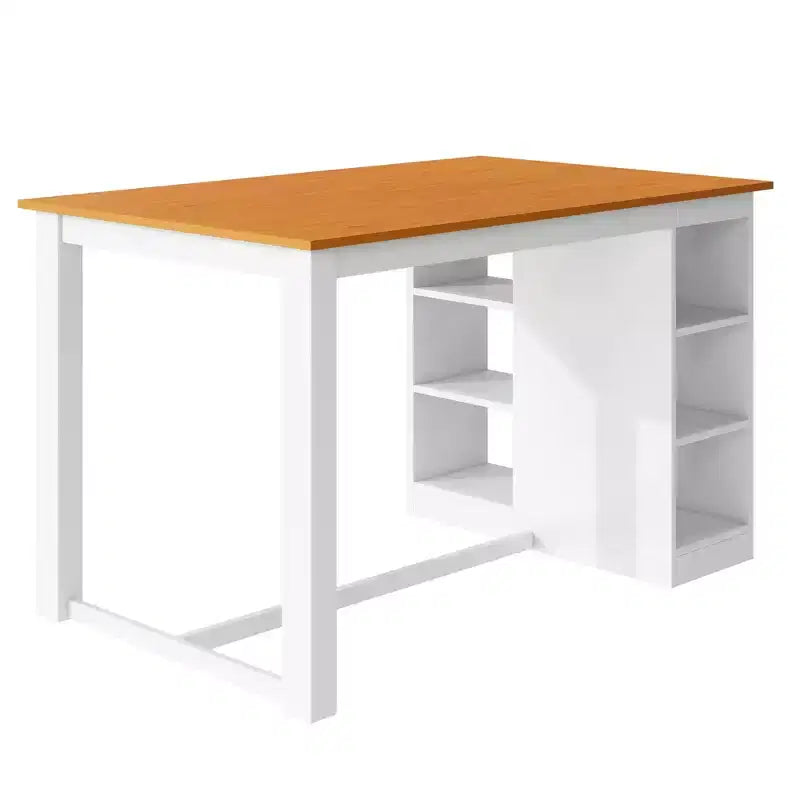 Juego de comedor de altura de mostrador de 5 piezas estilo rústico para 4 personas, juego de mesa de bar de madera con estantes de almacenamiento y 4 sillas tapizadas