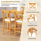 Juego de comedor de altura de mostrador de 5 piezas estilo rústico para 4 personas, juego de mesa de bar de madera con estantes de almacenamiento y 4 sillas tapizadas