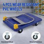Carro de plataforma plegable de alta resistencia, carro de acero plano de 48 x 24 con ruedas de goma, capacidad de 2000 lb para almacén, oficina y taller