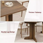Mesa de comedor de 71 pulgadas para 6-8 personas, mesa de cocina estilo rústico con tablero grande, mesa de cena rectangular para comedor, sala de estar
