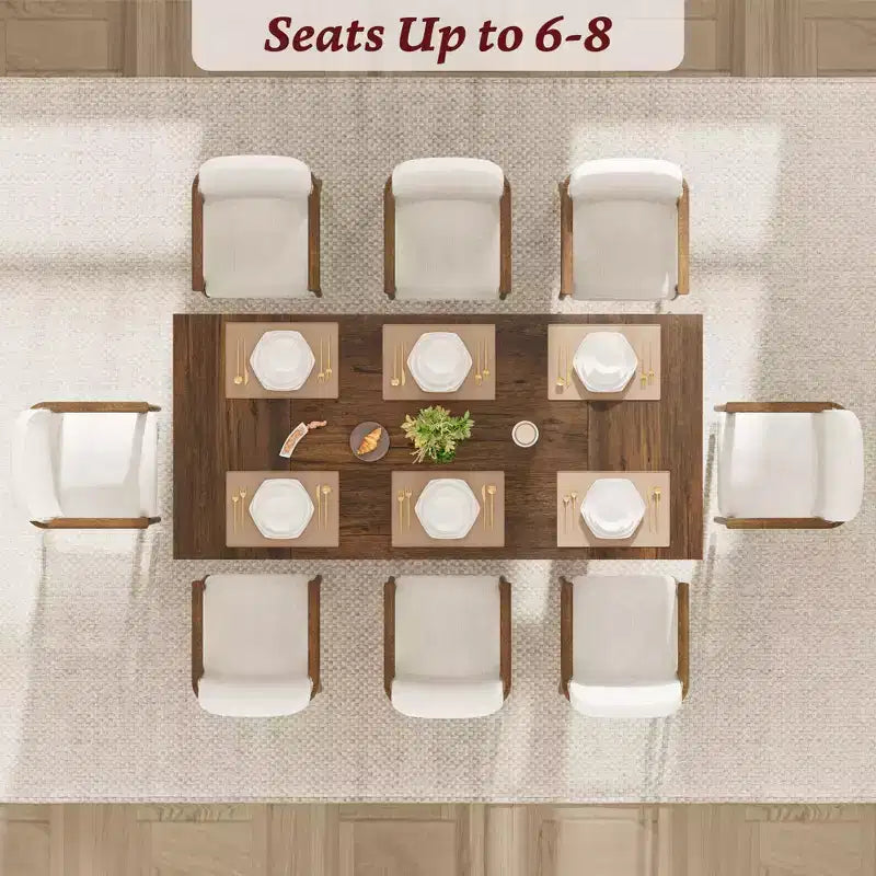Mesa de comedor de 71 pulgadas para 6-8 personas, mesa de cocina estilo rústico con tablero grande, mesa de cena rectangular para comedor, sala de estar