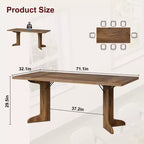 Mesa de comedor de 71 pulgadas para 6-8 personas, mesa de cocina estilo rústico con tablero grande, mesa de cena rectangular para comedor, sala de estar