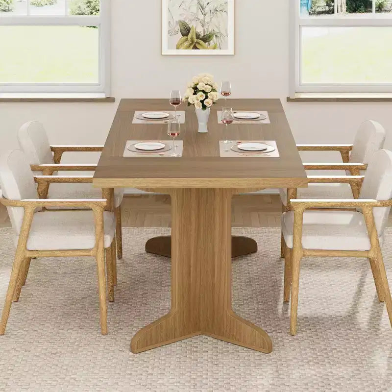 Mesa de comedor de 71 pulgadas para 6-8 personas, mesa de cocina estilo rústico con tablero grande, mesa de cena rectangular para comedor, sala de estar