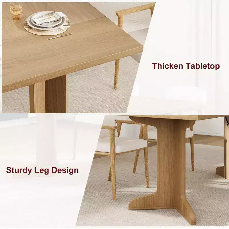 Mesa de comedor de 71 pulgadas para 6-8 personas, mesa de cocina estilo rústico con tablero grande, mesa de cena rectangular para comedor, sala de estar