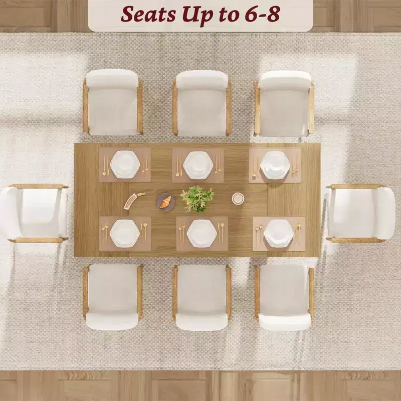 Mesa de comedor de 71 pulgadas para 6-8 personas, mesa de cocina estilo rústico con tablero grande, mesa de cena rectangular para comedor, sala de estar