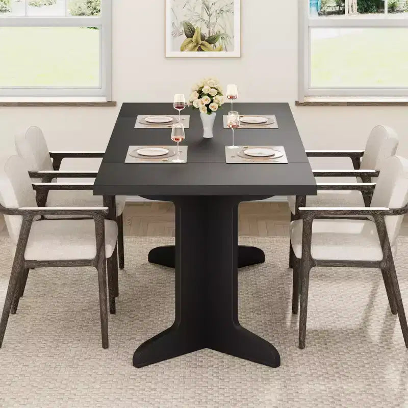 Mesa de comedor de 71 pulgadas para 6-8 personas, mesa de cocina estilo rústico con tablero grande, mesa de cena rectangular para comedor, sala de estar