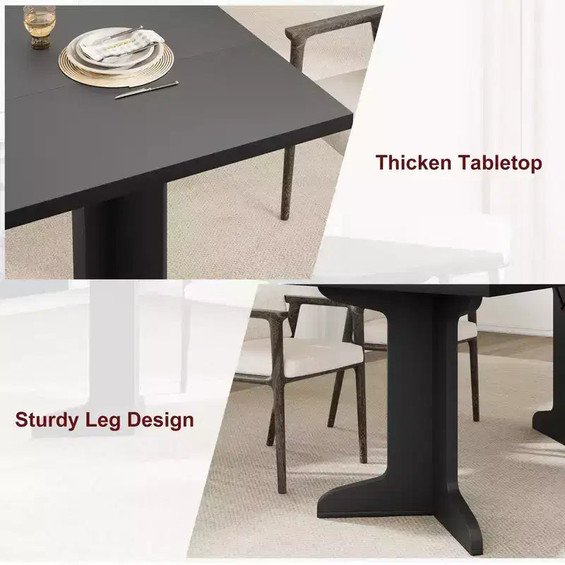 Mesa de comedor de 71 pulgadas para 6-8 personas, mesa de cocina estilo rústico con tablero grande, mesa de cena rectangular para comedor, sala de estar
