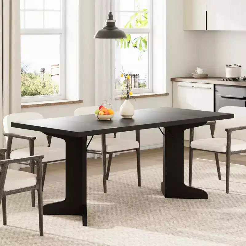 Mesa de comedor de 71 pulgadas para 6-8 personas, mesa de cocina estilo rústico con tablero grande, mesa de cena rectangular para comedor, sala de estar