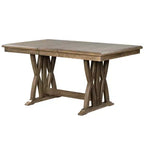 Juego de comedor extensible de 7 piezas para 6 personas, juego de mesa de cocina de granja con 6 sillas tapizadas para comedor, gris