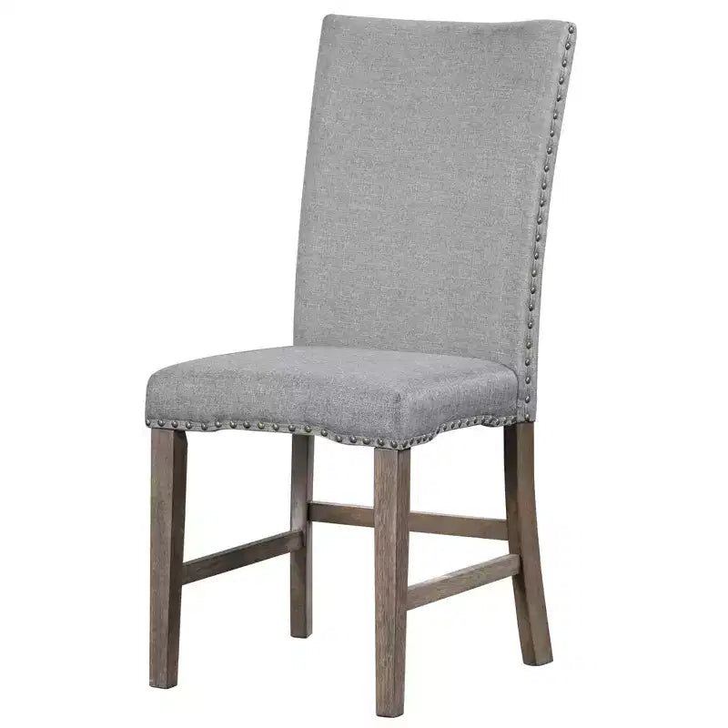 Juego de comedor extensible de 7 piezas para 6 personas, juego de mesa de cocina de granja con 6 sillas tapizadas para comedor, gris