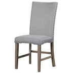 Juego de comedor extensible de 7 piezas para 6 personas, juego de mesa de cocina de granja con 6 sillas tapizadas para comedor, gris