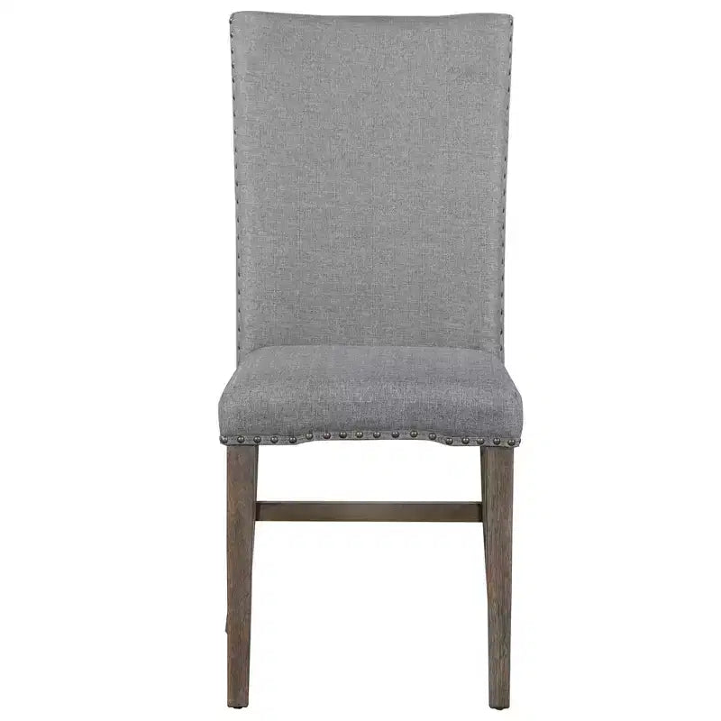 Juego de comedor extensible de 7 piezas para 6 personas, juego de mesa de cocina de granja con 6 sillas tapizadas para comedor, gris