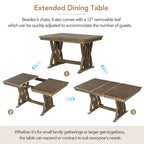 Juego de comedor extensible de 7 piezas para 6 personas, juego de mesa de cocina de granja con 6 sillas tapizadas para comedor, gris