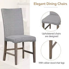 Juego de comedor extensible de 7 piezas para 6 personas, juego de mesa de cocina de granja con 6 sillas tapizadas para comedor, gris