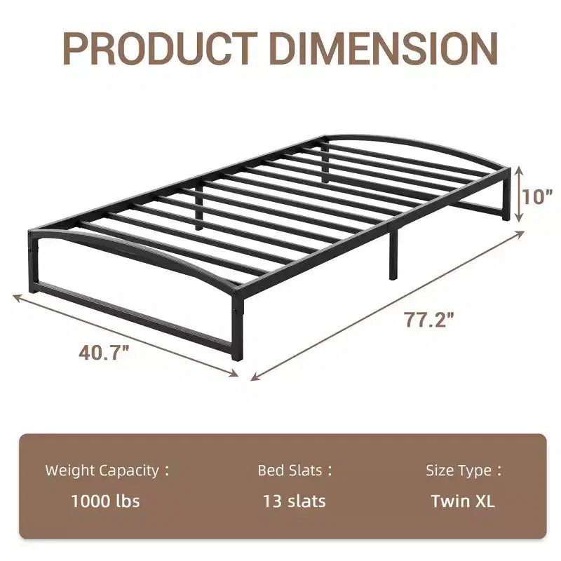 Estructura de cama de metal, Estructura de cama con diseño de arco, Somier de metal resistente, Base de colchón robusta, Fácil montaje, No necesita somier de muelles