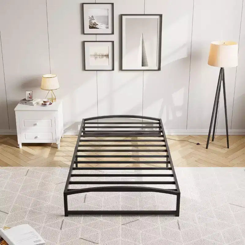 Estructura de cama de metal, Estructura de cama con diseño de arco, Somier de metal resistente, Base de colchón robusta, Fácil montaje, No necesita somier de muelles