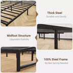 Estructura de cama de metal, Estructura de cama con diseño de arco, Somier de metal resistente, Base de colchón robusta, Fácil montaje, No necesita somier de muelles