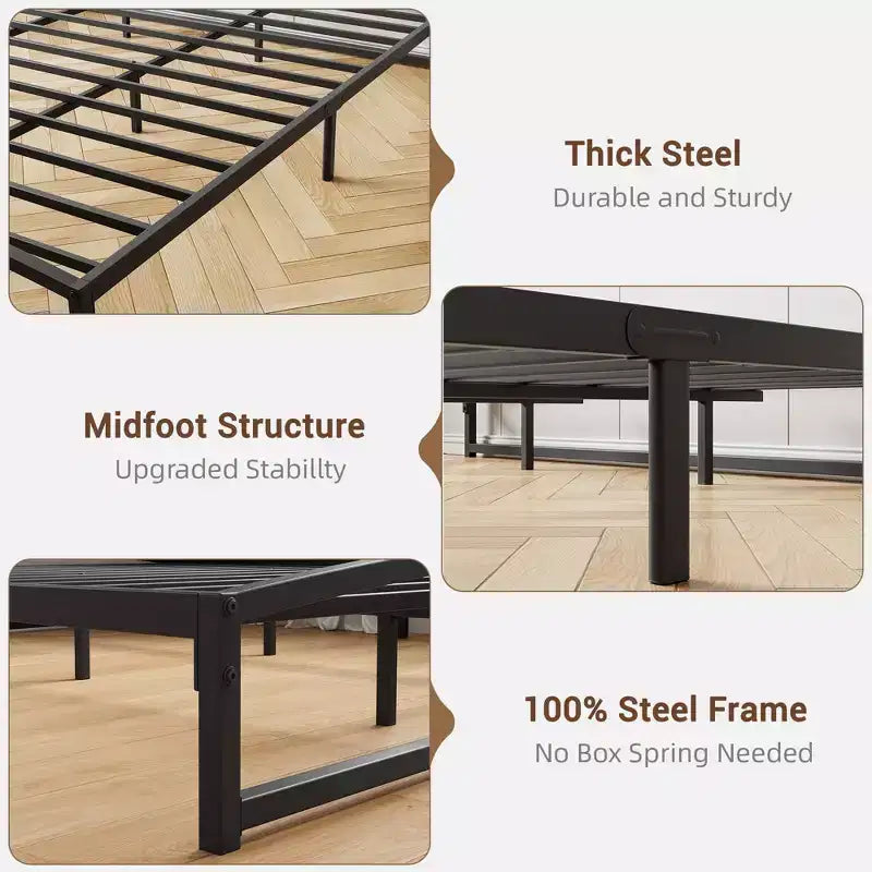 Estructura de cama de metal, Estructura de cama con diseño de arco, Somier de metal resistente, Base de colchón robusta, Fácil montaje, No necesita somier de muelles
