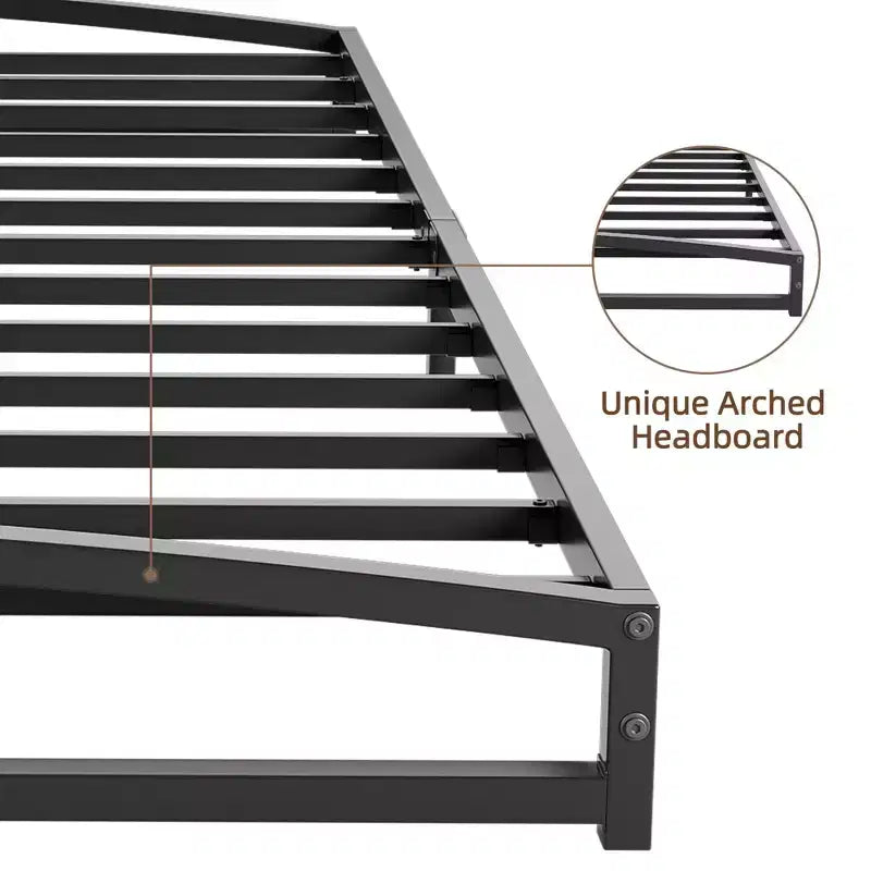 Estructura de cama de metal, Estructura de cama con diseño de arco, Somier de metal resistente, Base de colchón robusta, Fácil montaje, No necesita somier de muelles