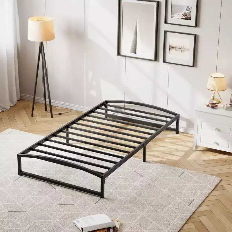 Estructura de cama de metal, Estructura de cama con diseño de arco, Somier de metal resistente, Base de colchón robusta, Fácil montaje, No necesita somier de muelles