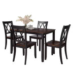 Juego de comedor de 5 piezas para 4 personas, juego de mesa de cocina rectangular de madera con 4 sillas, juego de comedor estilo rústico para cocina