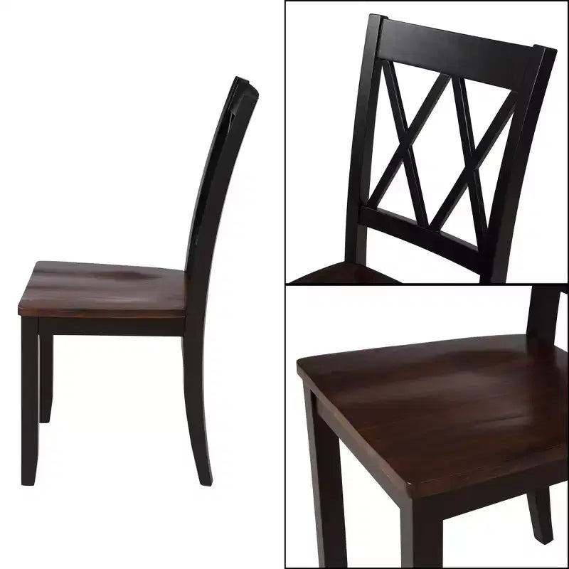 Juego de comedor de 5 piezas para 4 personas, juego de mesa de cocina rectangular de madera con 4 sillas, juego de comedor estilo rústico para cocina