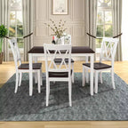 Juego de comedor de 5 piezas para 4 personas, juego de mesa de cocina rectangular de madera con 4 sillas, juego de comedor estilo rústico para cocina