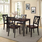 Juego de comedor de 5 piezas para 4 personas, juego de mesa de cocina rectangular de madera con 4 sillas, juego de comedor estilo rústico para cocina