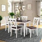 Juego de comedor de 5 piezas para 4 personas, juego de mesa de cocina rectangular de madera con 4 sillas, juego de comedor estilo rústico para cocina